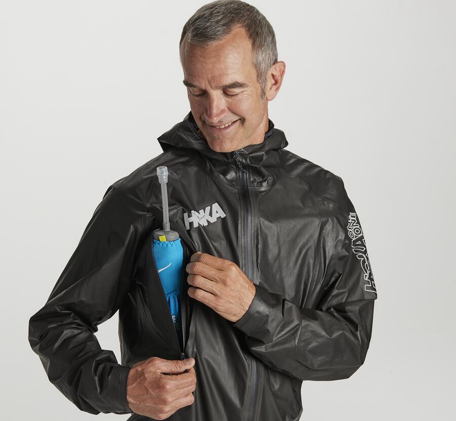 Chaquetas Hoka One One Hombre Negros - Gore-Tex Shakedry™ Run - GAQB21356